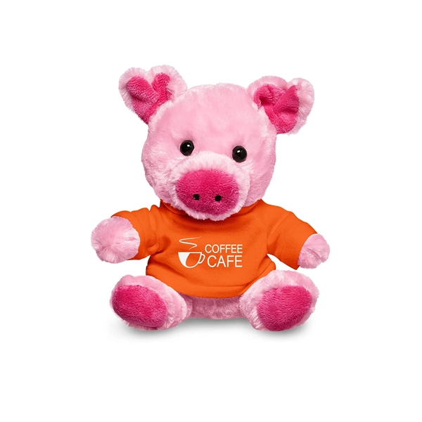4" x 7.75" x 6" plush polyester pig in custom color... from ASI 79530 Prime Line
