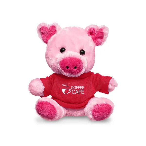 4" x 7.75" x 6" plush polyester pig in custom color... from ASI 79530 Prime Line