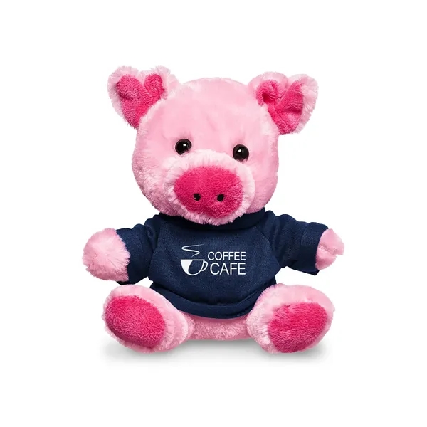 4" x 7.75" x 6" plush polyester pig in custom color... from ASI 79530 Prime Line