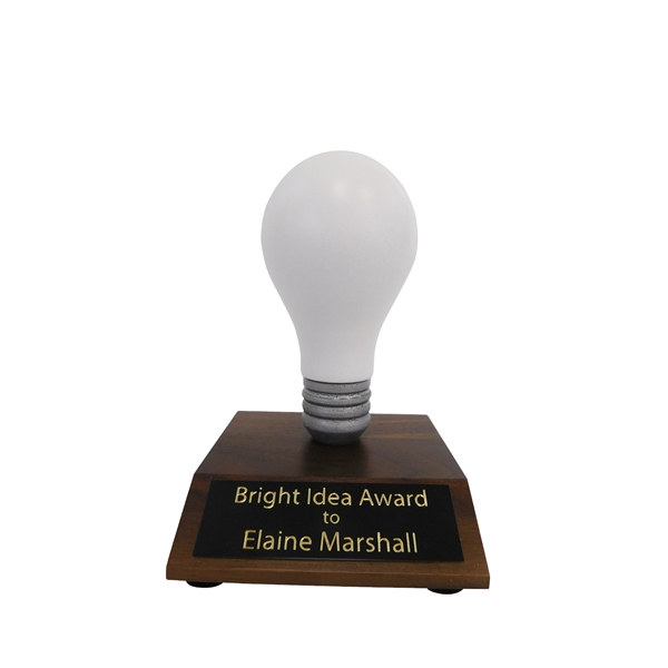 Lightbulb Trophy with a solid walnut trophy base, whitewash finish lightbulb... from ASI 56020 The Gavel Company / The Gavel Company