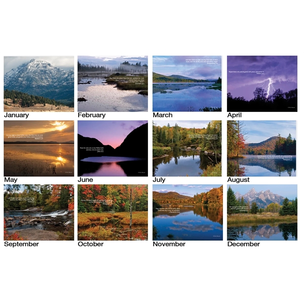 12 month calendar featuring scenic photos and inspirational scriptures.... from ASI 50873 Drum-Line / Drum-line Inc