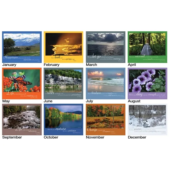12 month calendar featuring scenic landscapes and motivational quotations.... from ASI 50873 Drum-Line / Drum-line Inc