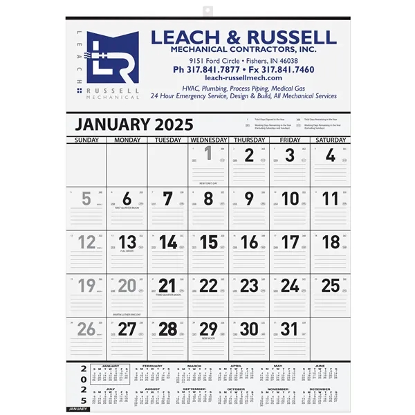 Black contractor wall calendar with one or two color imprint.... from ASI 50873 Drum-Line / Drum-line Inc