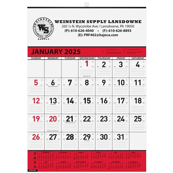 Red and black contractor wall calendar with one or two color... from ASI 50873 Drum-Line / Drum-line Inc