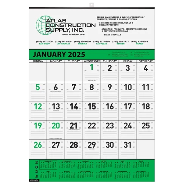 354 Green and Black contractor wall calendar with one or two... from ASI 50873 Drum-Line / Drum-line Inc