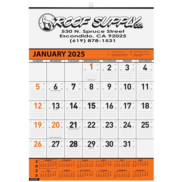 165 Orange and black contractor wall calendar with one or two... from ASI 50873 Drum-Line / Drum-line Inc