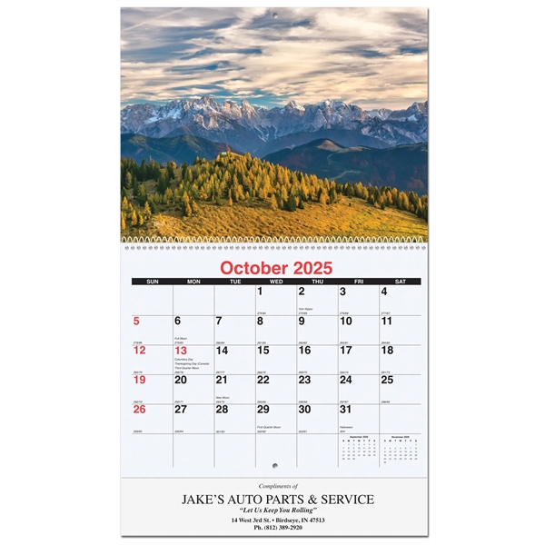 12 month wall calendar featuring photos of peaceful mountain views.... from ASI 50873 Drum-Line / Drum-line Inc