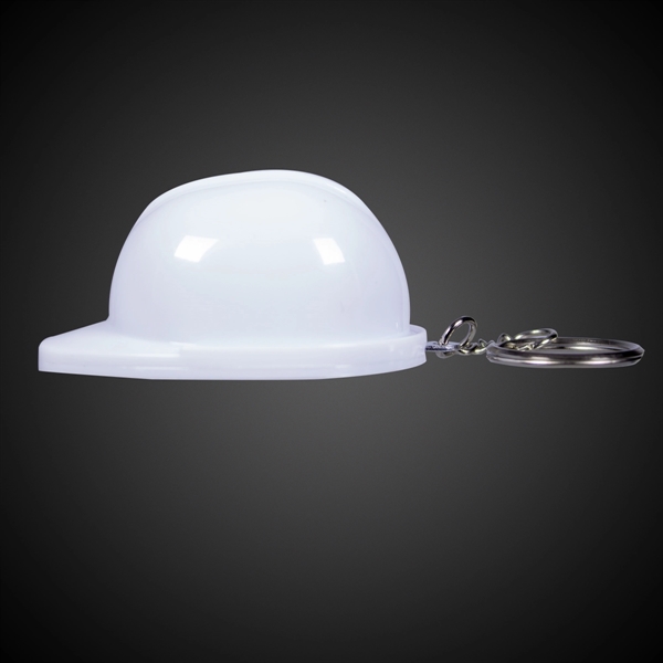 Construction hat-shaped bottle opener keychain, made of plastic.... from ASI 42016 Brighter Promotions Inc