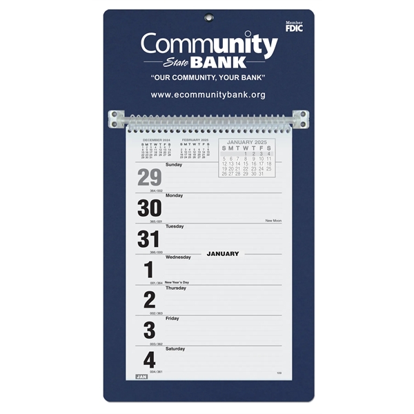 7" x 13" Foil stamped weekly wall Sunday start calendar.... from ASI 50873 Drum-Line / Drum-line Inc