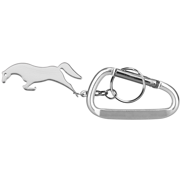 Horse shape bottle opener with key chain & carabiner... from ASI 74585 Nu Promo International / Nu Promo Line