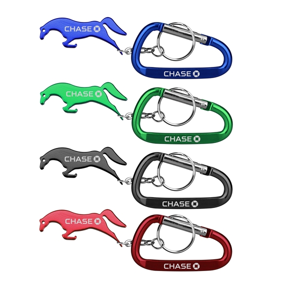 Horse shape bottle opener with key chain & carabiner... from ASI 74585 Nu Promo International / Nu Promo Line