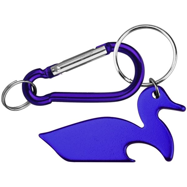 Duck shape bottle opener with key chain and carabiner... from ASI 74585 Nu Promo International / Nu Promo Line