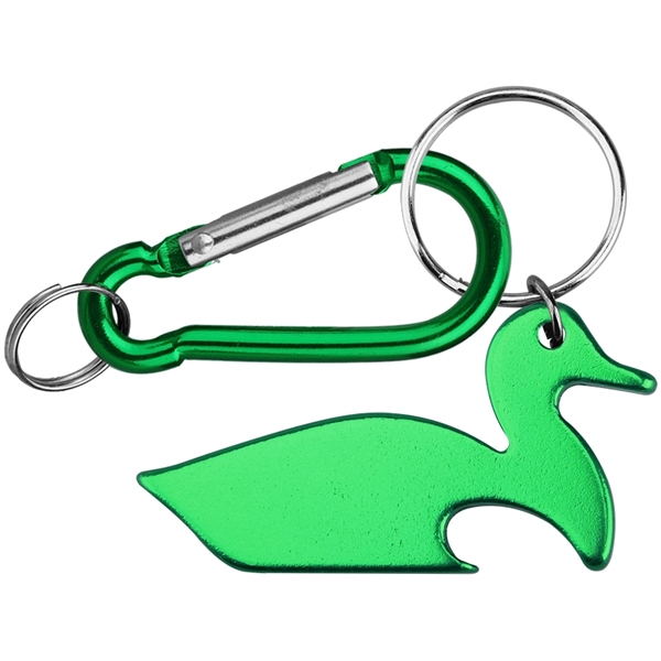 Duck shape bottle opener with key chain and carabiner... from ASI 74585 Nu Promo International / Nu Promo Line