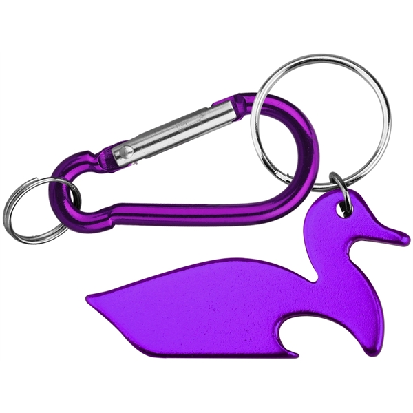 Duck shape bottle opener with key chain and carabiner... from ASI 74585 Nu Promo International / Nu Promo Line