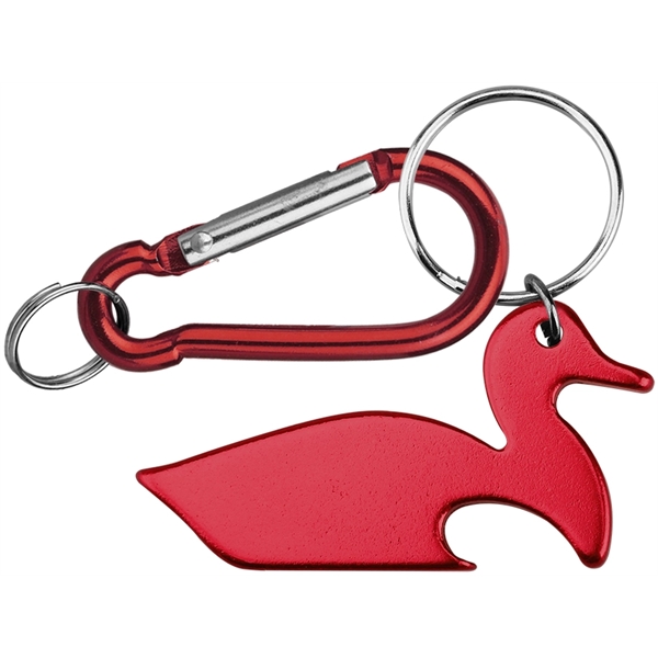 Duck shape bottle opener with key chain and carabiner... from ASI 74585 Nu Promo International / Nu Promo Line