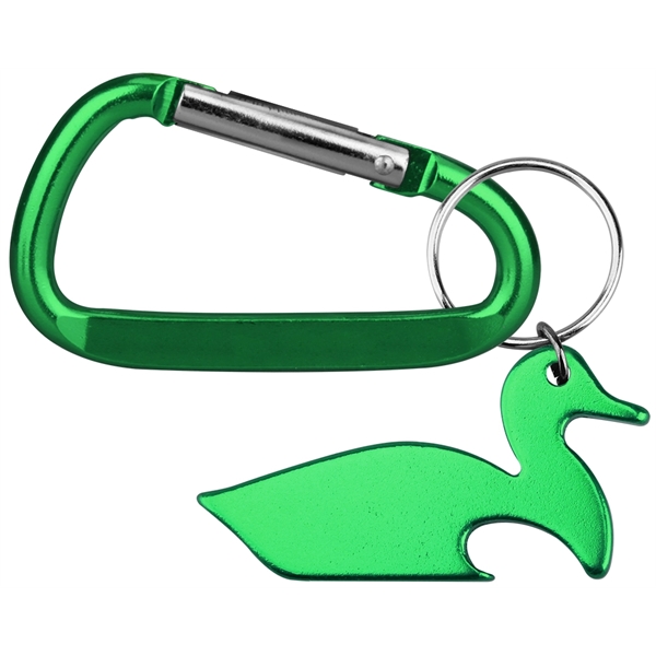 Duck shape bottle opener with key chain and carabiner... from ASI 74585 Nu Promo International / Nu Promo Line