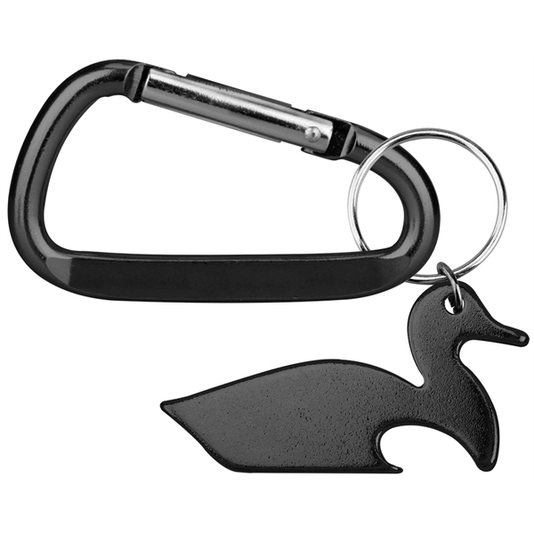 Duck shape bottle opener with key chain and carabiner... from ASI 74585 Nu Promo International / Nu Promo Line