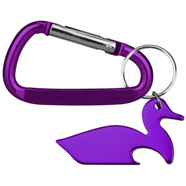 Duck shape bottle opener with key chain and carabiner... from ASI 74585 Nu Promo International / Nu Promo Line