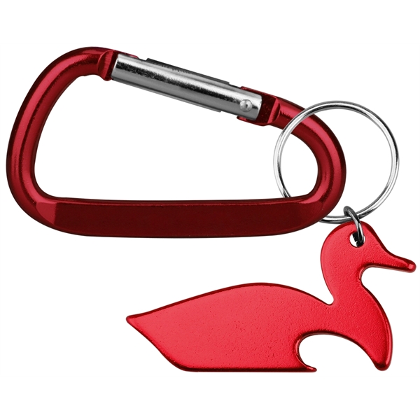 Duck shape bottle opener with key chain and carabiner... from ASI 74585 Nu Promo International / Nu Promo Line