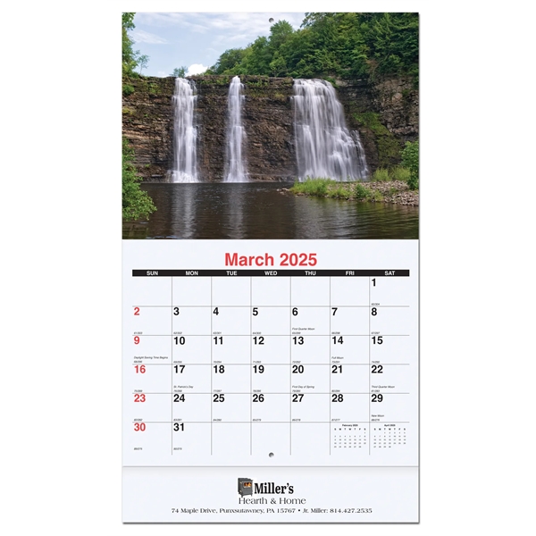 12 month stapled wall calendar featuring photos of lakes, rivers, and... from ASI 50873 Drum-Line / Drum-line Inc