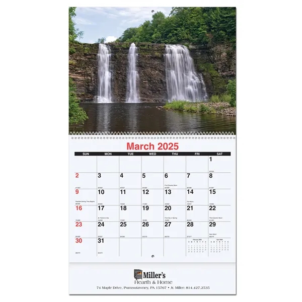 12 month stapled wall calendar featuring photos of lakes, rivers, and... from ASI 50873 Drum-Line / Drum-line Inc