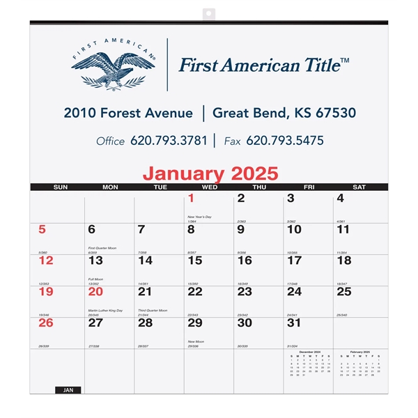 18" x 18 3/4" memo-style wall pad calendar with moon phases... from ASI 50873 Drum-Line / Drum-line Inc