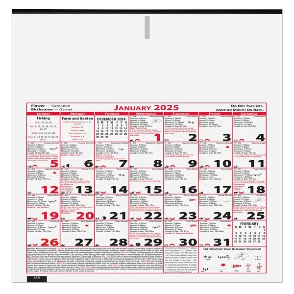 11" x 11 1/8" two sided Almanac calendar printed in black.... from ASI 50873 Drum-Line