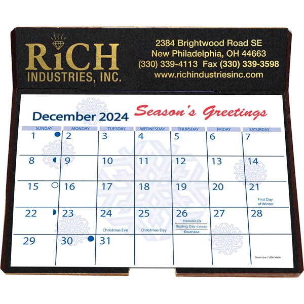 6 1/4" x 6 3/8" die cut easel back 13-month calendar... from ASI 50873 Drum-Line / Drum-line Inc