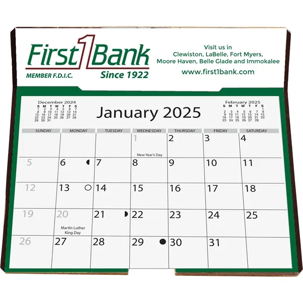 6 1/4" x 6 3/8" die cut easel back 13-month calendar... from ASI 50873 Drum-Line / Drum-line Inc