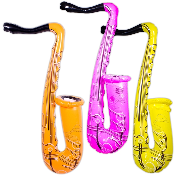24" inflatable saxophone, offered in an variety of colors.... from ASI 42016 Brighter Promotions Inc