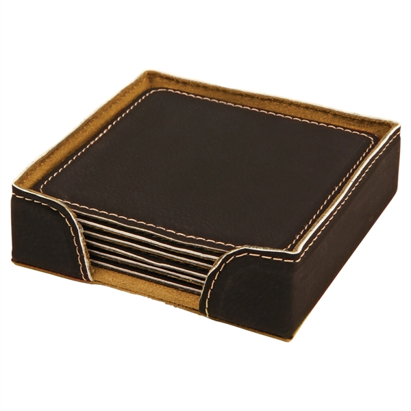 Set of six black square coasters with a holder and individual... from ASI 74601 Calico