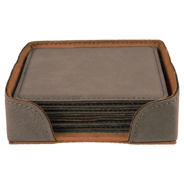 Set of six gray square coasters with a holder and individual... from ASI 74601 Calico