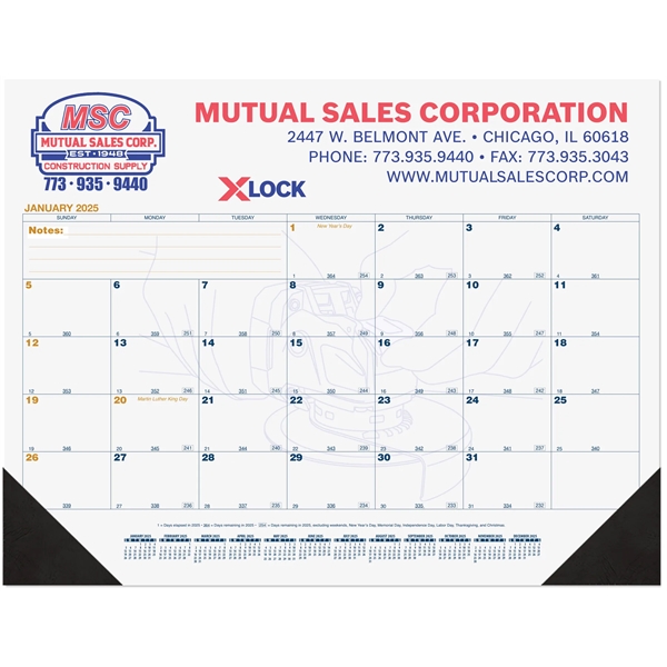 13-month calendar desk pad with Julian and contractor dates.... from ASI 50873 Drum-Line / Drum-line Inc