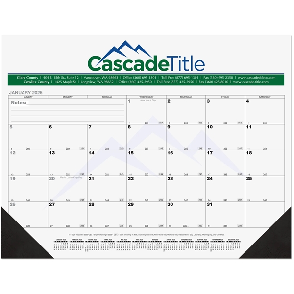 Black Calendar Desk Pad with Julian and Contractor Dates with one... from ASI 50873 Drum-Line / Drum-line Inc