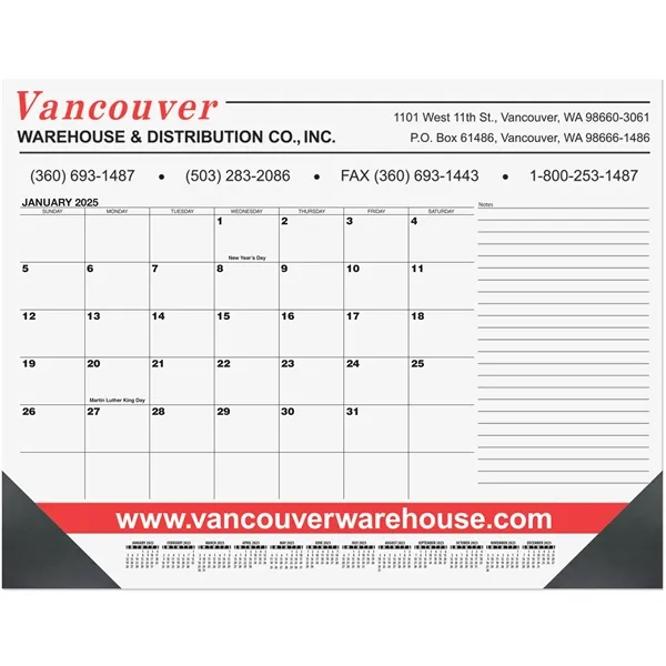 21 3/4" x 17" Black calendar desk pad with one or... from ASI 50873 Drum-Line / Drum-line Inc