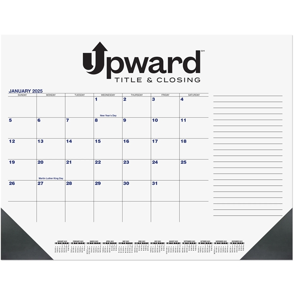 21 3/4" x 17" Blue and black calendar desk pad with... from ASI 50873 Drum-Line / Drum-line Inc