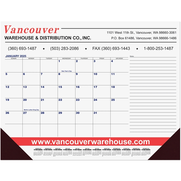 21 3/4" x 17" Blue and black calendar desk pad with... from ASI 50873 Drum-Line / Drum-line Inc