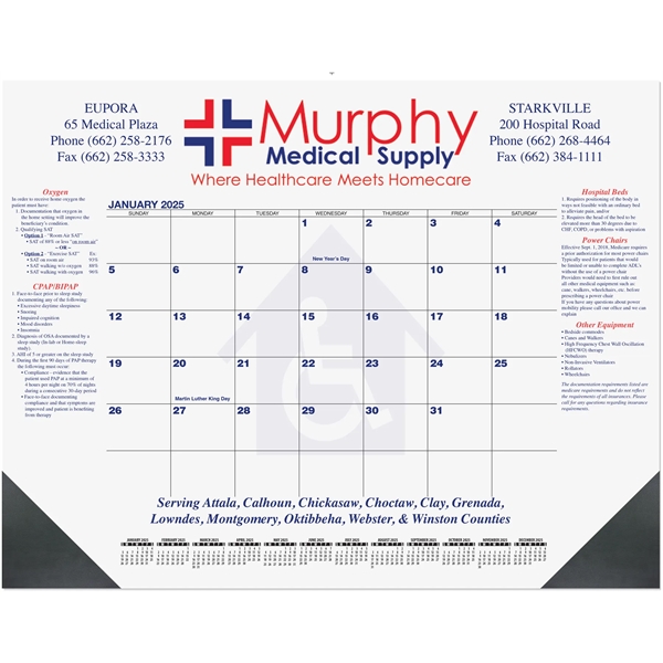 21 3/4" x 17" Blue and black calendar desk pad with... from ASI 50873 Drum-Line / Drum-line Inc