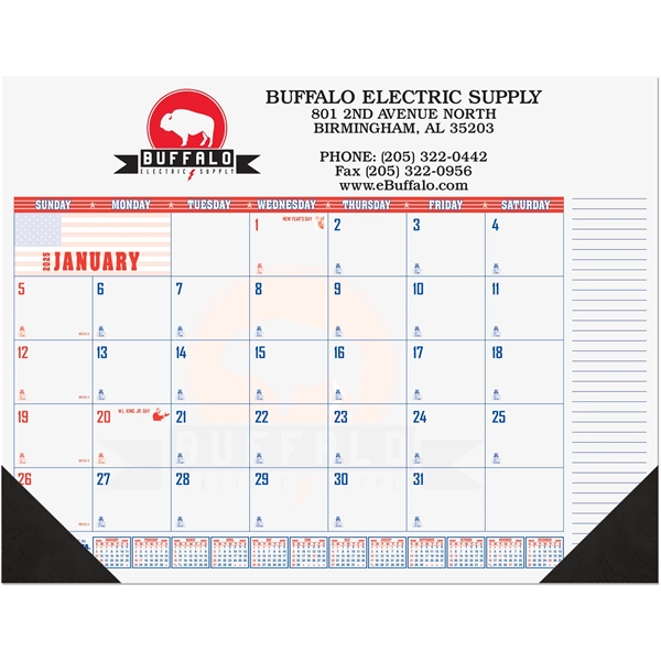 Reflex Blue and 485 Red patriotic calendar desk pad with one... from ASI 50873 Drum-Line / Drum-line Inc