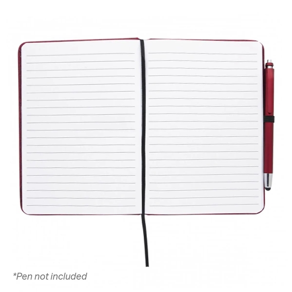 Journal with 80 lined pages, heathered cover, elastic pen loop, strap... from ASI 63549 Jornik Manufacturing Corp
