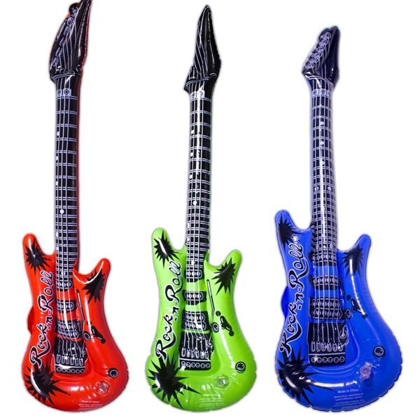 22" inflatable guitar offered in an assortment of colors.... from ASI 42016 Brighter Promotions Inc