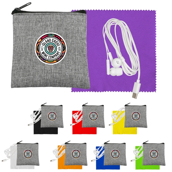 Recycled Cloth & Type C Ear Buds... from ASI 30208 A P Specialties / AP Specialties