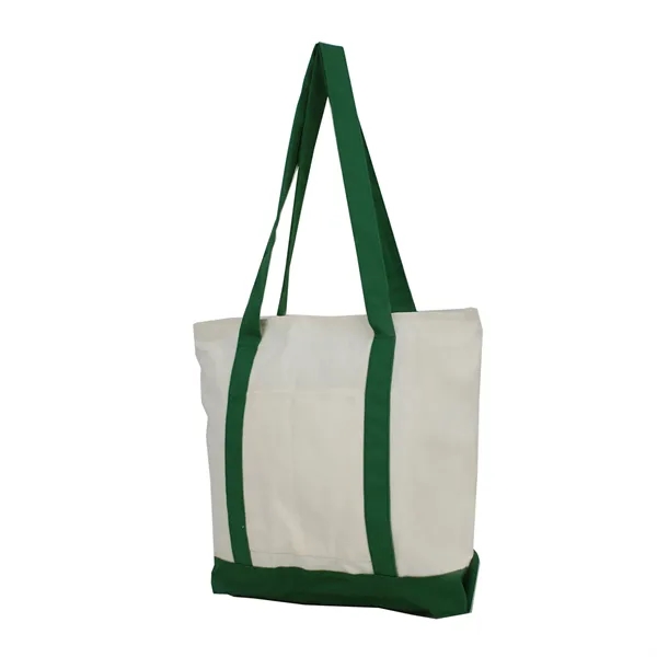 Full zipper top gusset; Open front pocket; Colored handles + bottom.... from ASI 74741 NVS Promo Designs, Inc.