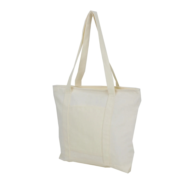 Full zipper top gusset; Open front pocket; Colored handles + bottom.... from ASI 74741 NVS Promo Designs, Inc.