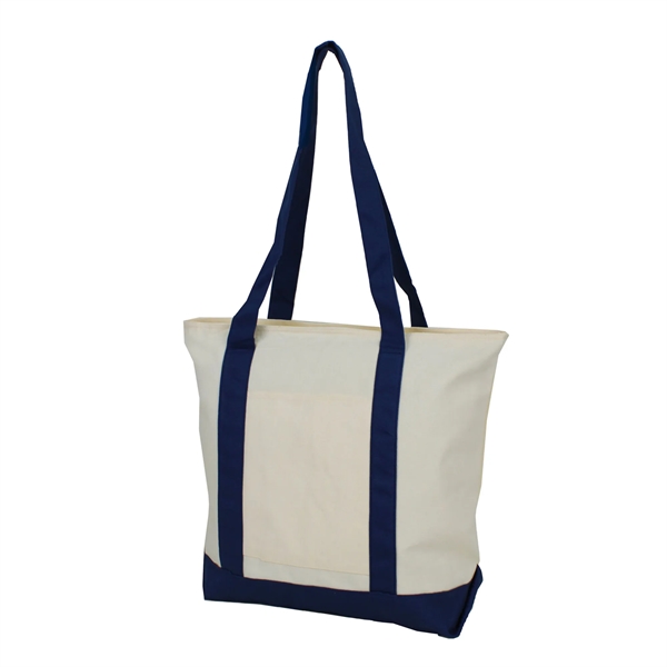 Full zipper top gusset; Open front pocket; Colored handles + bottom.... from ASI 74741 NVS Promo Designs, Inc.