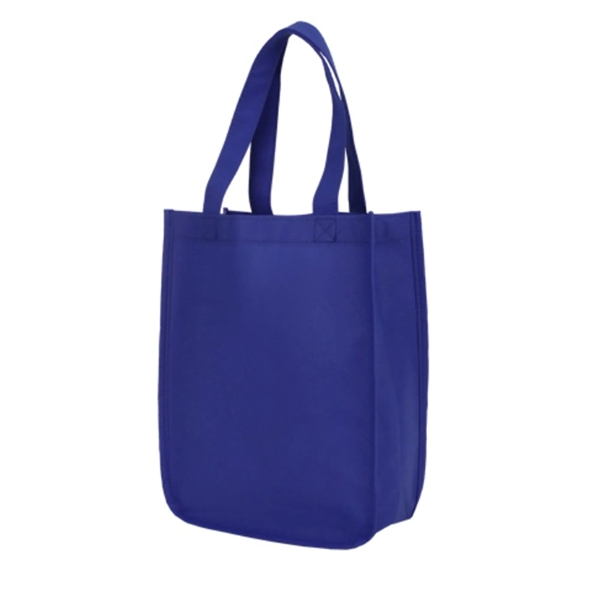 Compact solid-color shopping tote with open top, rounded bottom, and two... from ASI 74741 NVS Promo Designs, Inc.