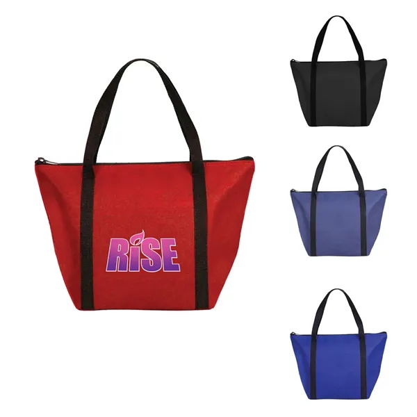 Hot/cold cooler tote with foil lining to keep food insulated &... from ASI 74741 NVS Promo Designs, Inc.
