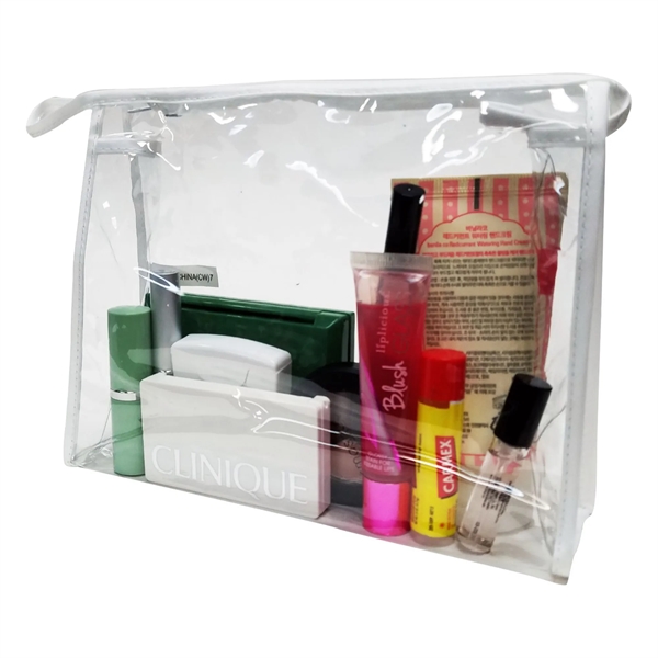 Trendy clear beauty bag with a matching trim & zipper.... from ASI 74741 NVS Promo Designs, Inc.