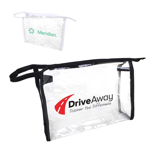 Trendy clear beauty bag with a matching trim & zipper.... from ASI 74741 NVS Promo Designs, Inc.