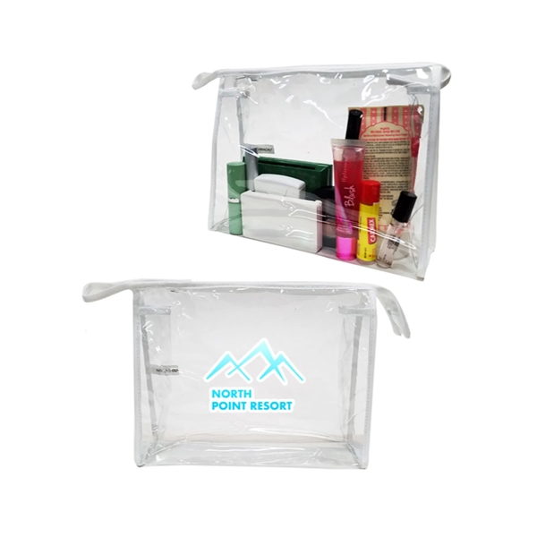 Trendy clear beauty bag with a matching trim & zipper.... from ASI 74741 NVS Promo Designs, Inc.